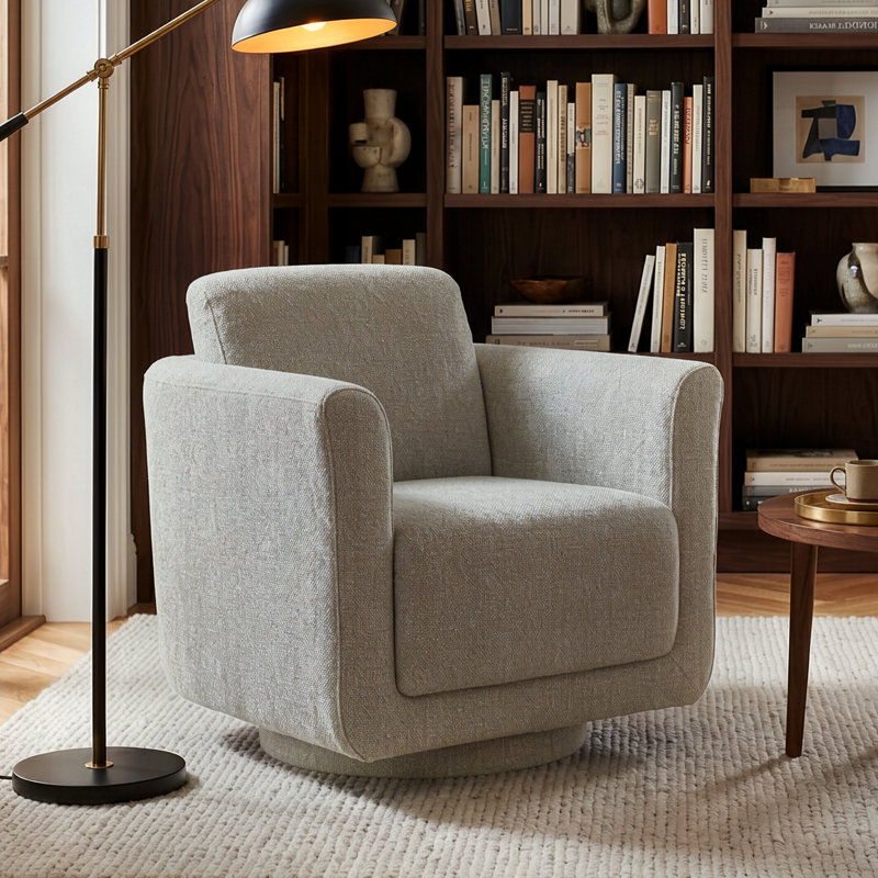 Chaise pivotante rembourrée Joie, Chenille performance gris tourterelle