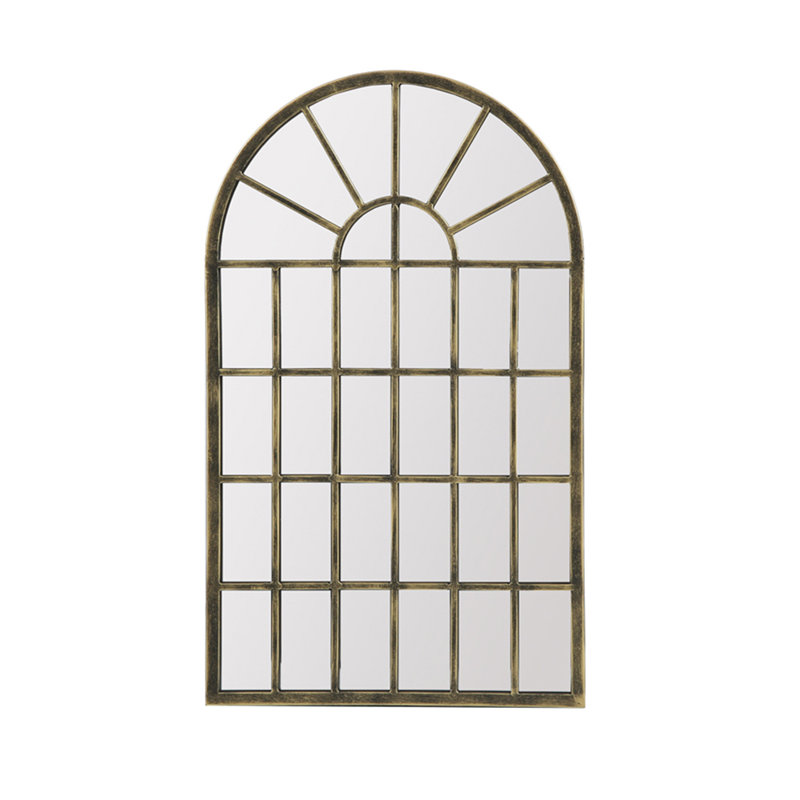 Milano Metal Arch Wall Mirror,  Black/Gold, 60cm H x 36cm W