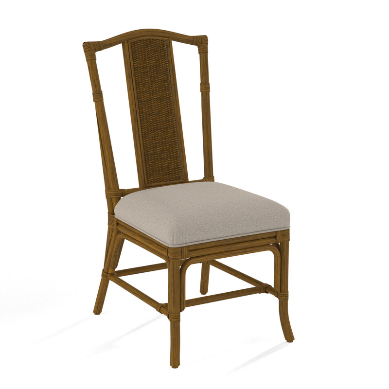 Drury Lane Slat Back Side Dining Chair, Beige Performance Fabric; 0851-73, Antique Frost White