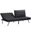 Lit polyvalent 2, structure en bois, pieds en acier inoxydable, lit en cuir noir avec structure,