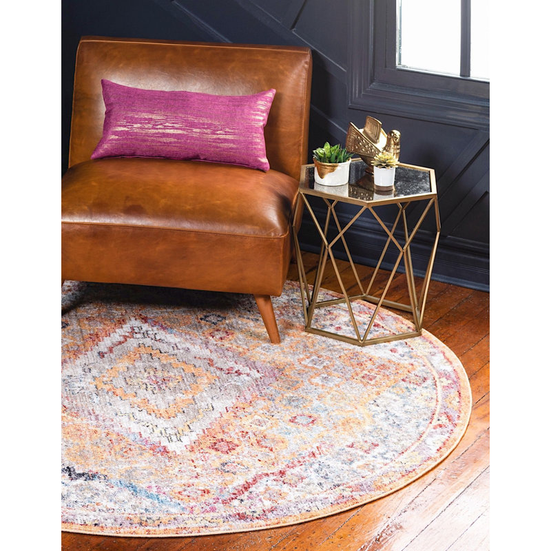 Tapis à motif oriental coquelicot Kingston, Rond 6 pi