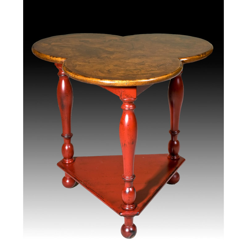 Surrey Solid Wood 3 Legs End Table, Red