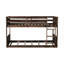 Lit superposé simple au-dessus de l'espace avec chêne antique, porte de grange rustique, tête de lit à panneaux, rails et amplement de rangement pour les objets personnels Bois d'hévéa massif, finition chêne, garde-corps
