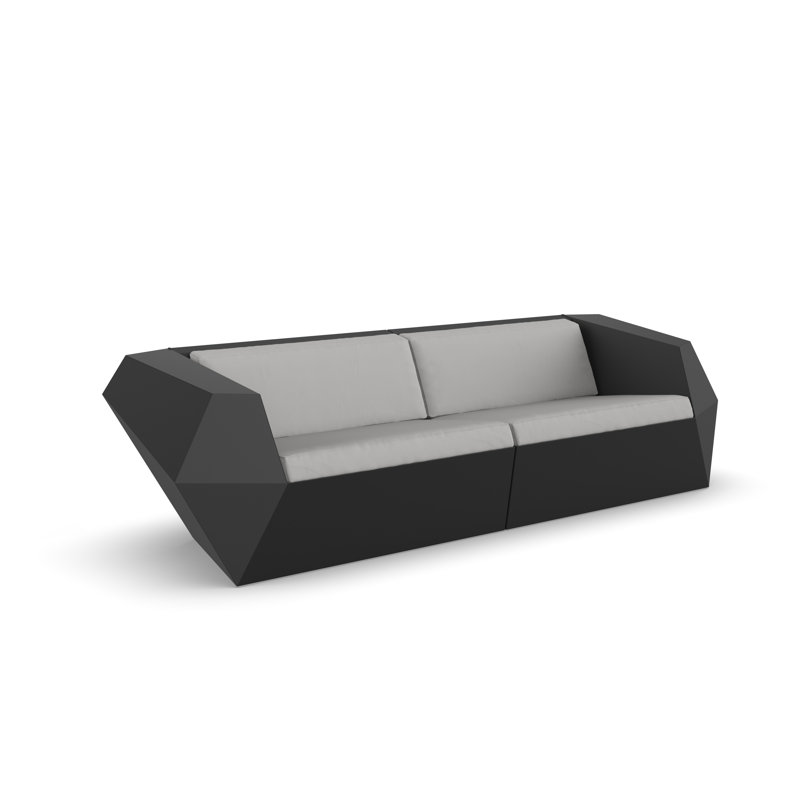 Faz 95.25" Wide Outdoor Patio Sofa with Cushions, Nautical Taupe, Ecru