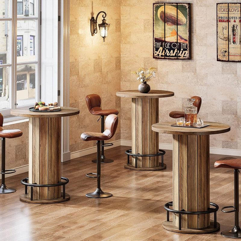 Table bistro de 31,51 po de largeur x 39,37 po de hauteur avec repose-pieds, parfaite pour les petits espaces et les rassemblements confortables