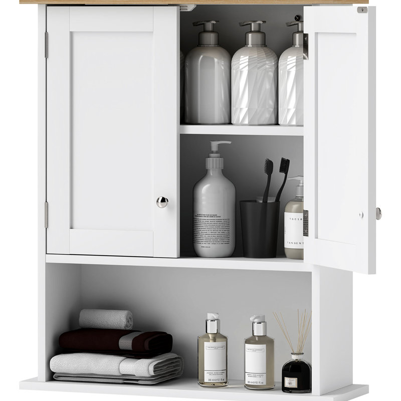 Bathroom Cabinet - Wall Mounted, 2 Doors, Adjustable Shelf, Over Toilet, White, Space Saving Model Modern