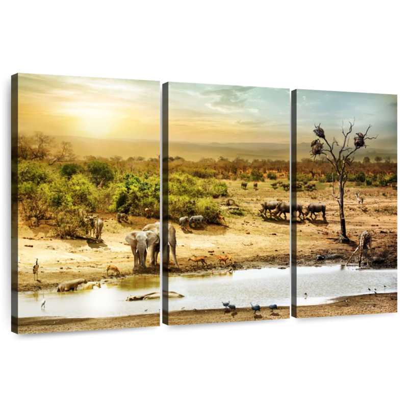 Sebbie South African Elephants, 28" H x 45" W