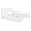 Lit plateforme double en bois de conception classique avec garde-corps et deux tiroirs de rangement pour une élégante chambre à coucher équipée en blanc-137513700-137513703