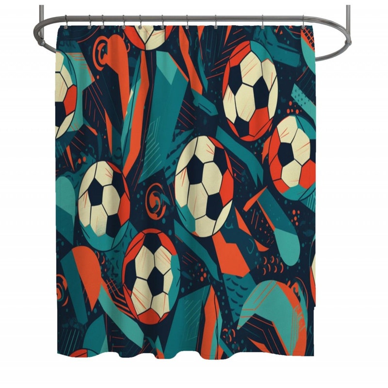 Rideau de douche Soccer - Décoration de salle de bain Football, H 93 po x l 70 po