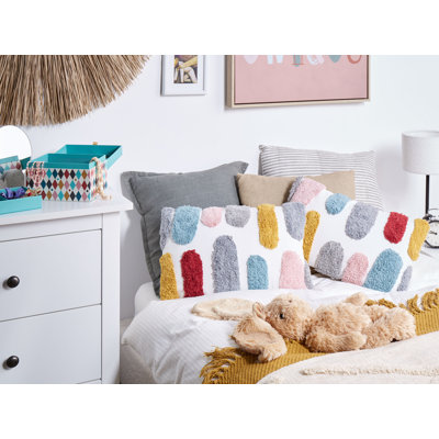 Matamoros Geometric White Square Cushion