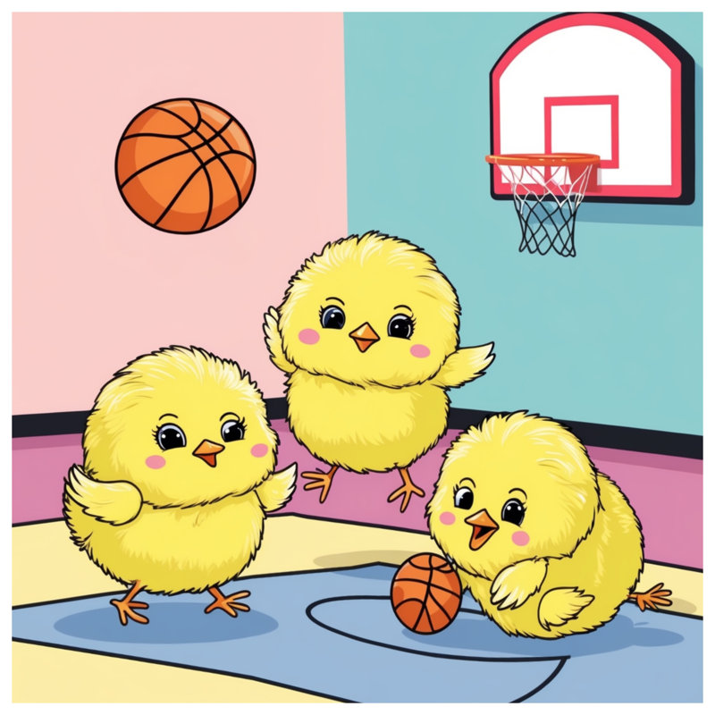 Adorables jolies filles jouant au basketball sur toile tendue en plusieurs tailles, 16 po x 20 po