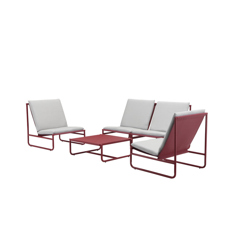 Sean 5 Piece Sofa Set, Red, Red