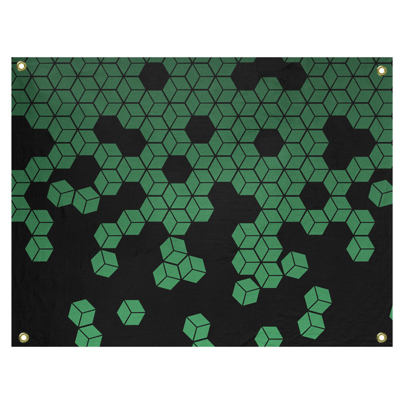 Tapisserie Avicia Ombre Cube par Katelyn Elizabeth Tapisserie, Intérieur, H 71 po x l 83,5 po, Vert/noir
