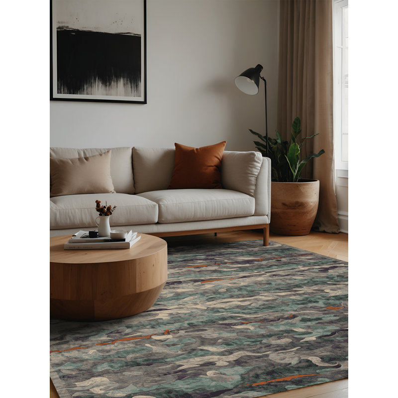Machine Washable Gray Area Rug, Square 8'