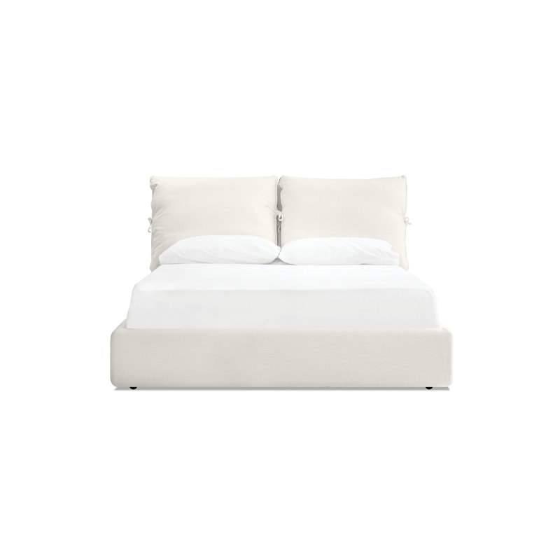 Plume Upholstered Bed, King, Cream Linen