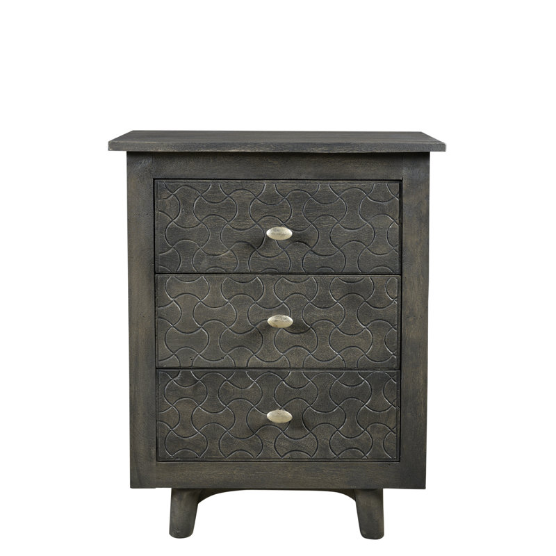 Endsley 24'' W Solid Wood Nightstand, Gray