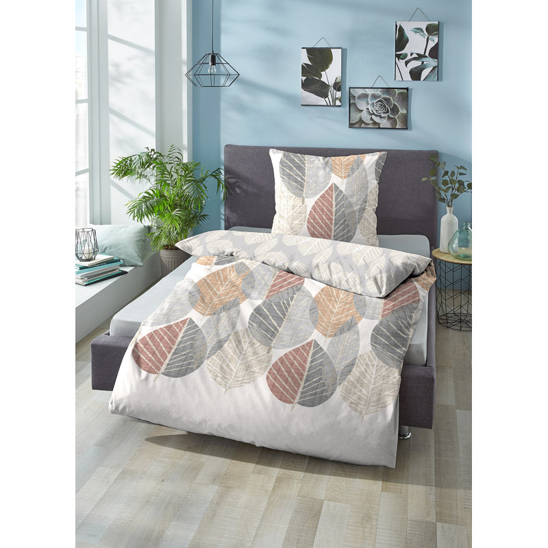 Duvet Cover Set, 135 x 200 cm - 1 Pillowcase 80 x 80 cm, Red/White