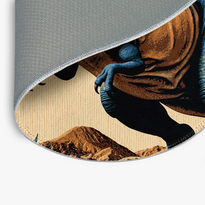 Tapis brun intérieur et extérieur Dinosaurs, Rond 5 pi