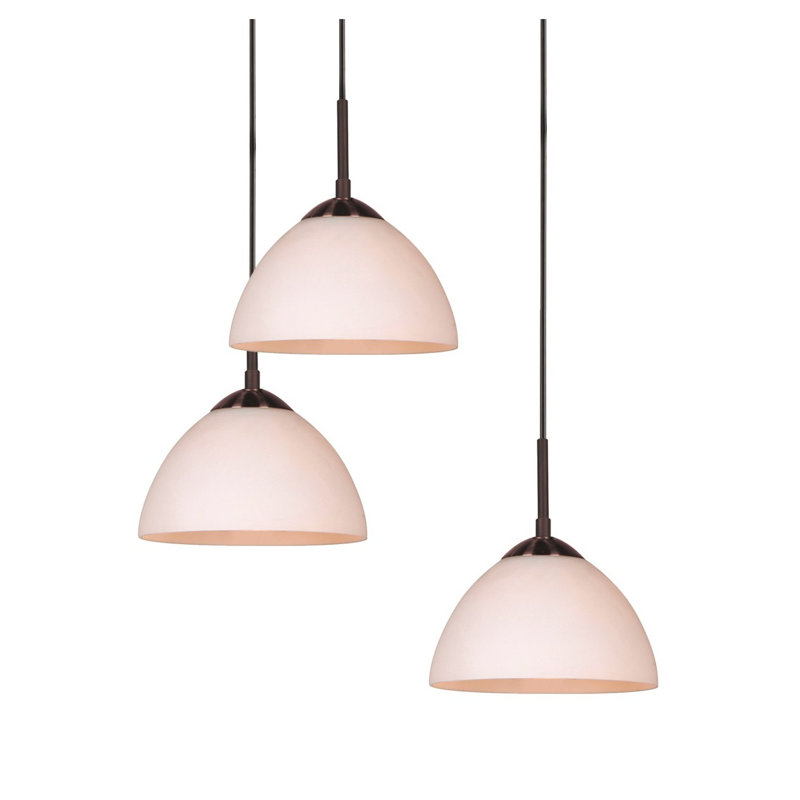 Luminaire suspendu dôme 5 lumières grappe Espalda, Opale, Bronze moyen