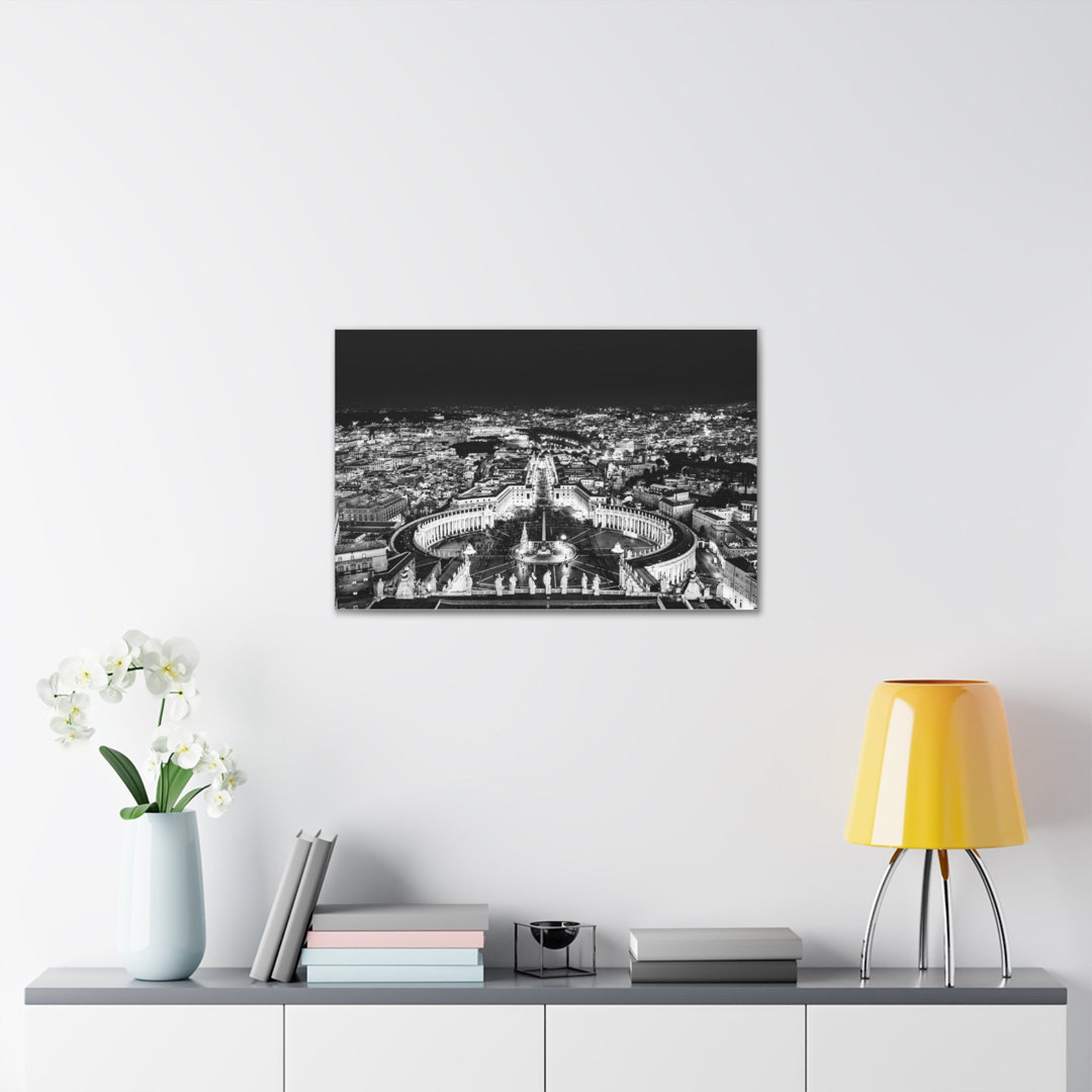 Rome Black And White Skyline Canvas Artwork Breathtaking Stunning Cityscape