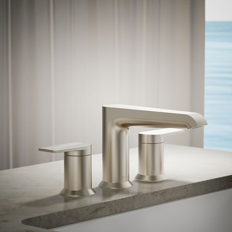 Hint Two-Handle Deck-Mount Bath Faucet Trim, Brushed Nickel