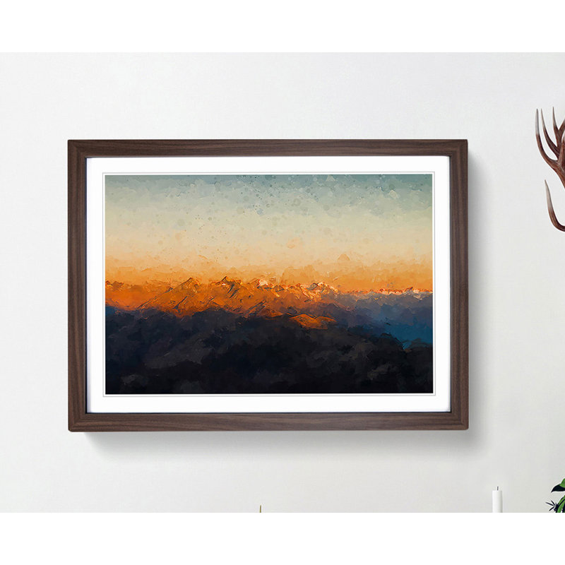 The Zillertal Alps in Italy in Abstract - Framed Print, 40cm H x 60cm W x 2cm D, Walnut