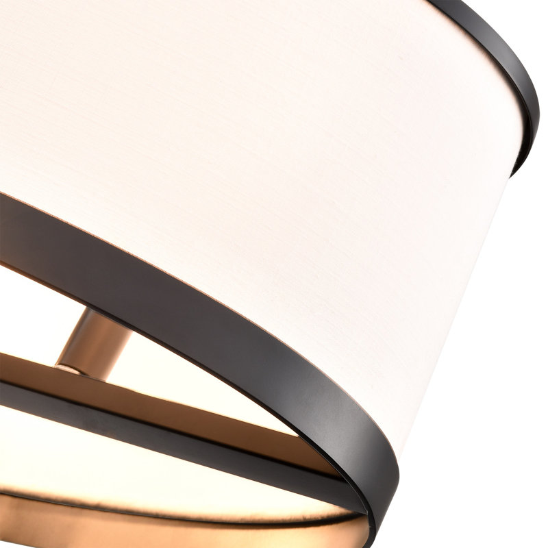 Paynter - 8 lumières linéaires ovales 15 po - Finition noire - Abat-jour en tissu blanc coquille d'œuf doux