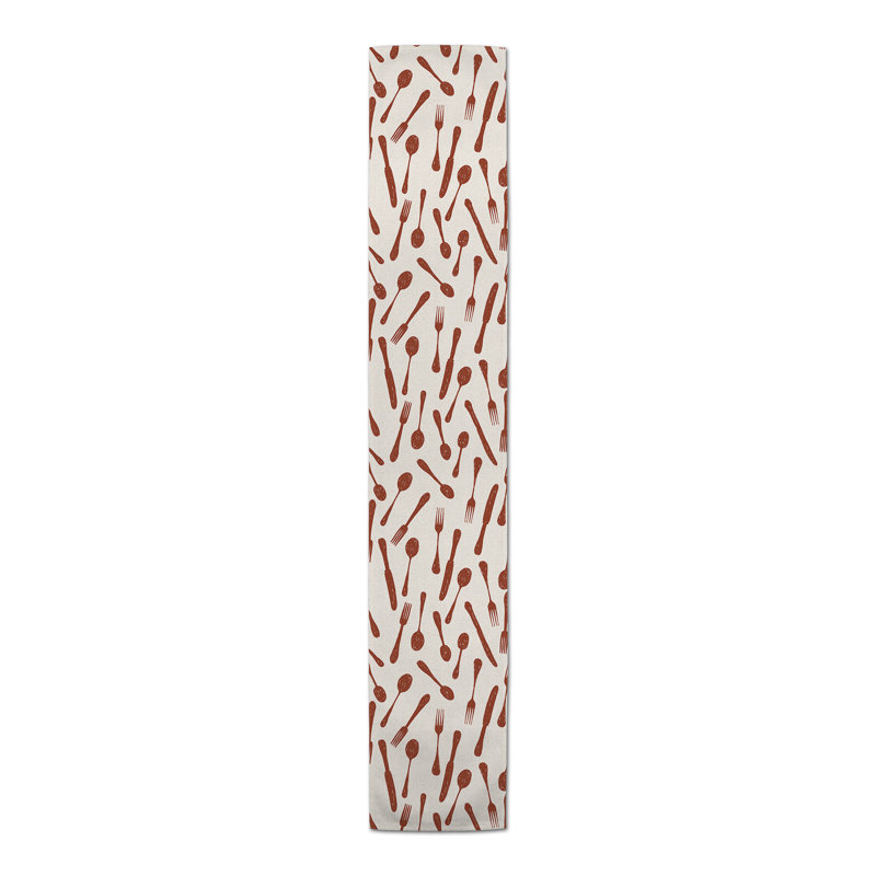 Sketchy Kitchen Utensils 4 Table Runner, Red, 72" L