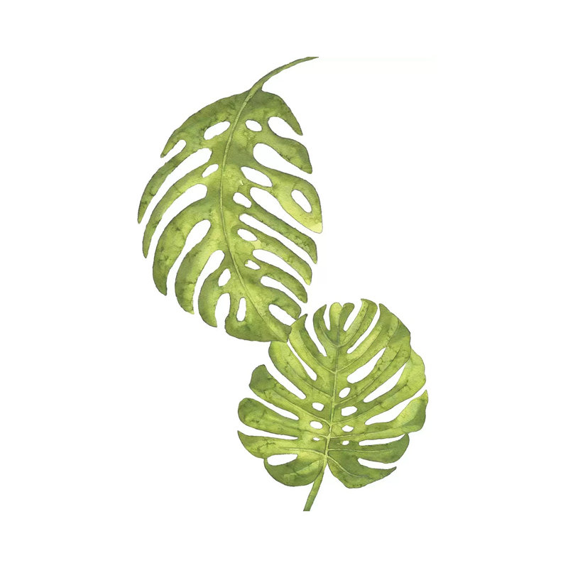 Green Leaves Floral Collection - Wrapped Canvas Print, 30.48 cm H x 45.72 cm W