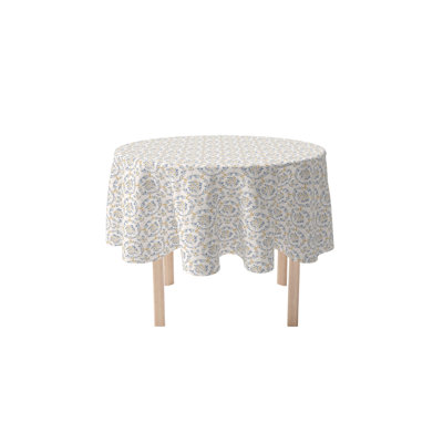 Round Floral Cotton Twill Tablecloth