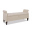 Banc de rangement à accoudoirs roulés 57,5 po, polyester beige ciel neutre