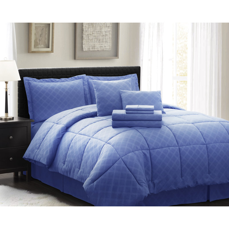 10-Piece Pre-Washed Microfiber Comforter Bed-in-a-bag, Navy, Twin  XL Comforter + 10 Additional Pieces