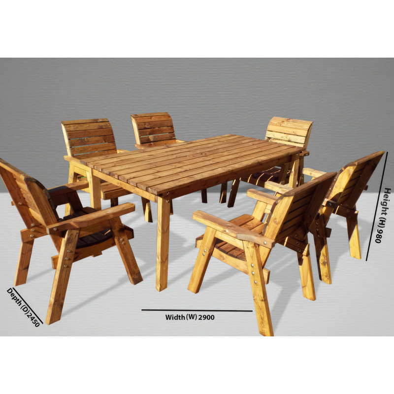 Faulkner 6 - Person Wood Patio Dining Set with Rectangular Table , Cushions Included, Grey