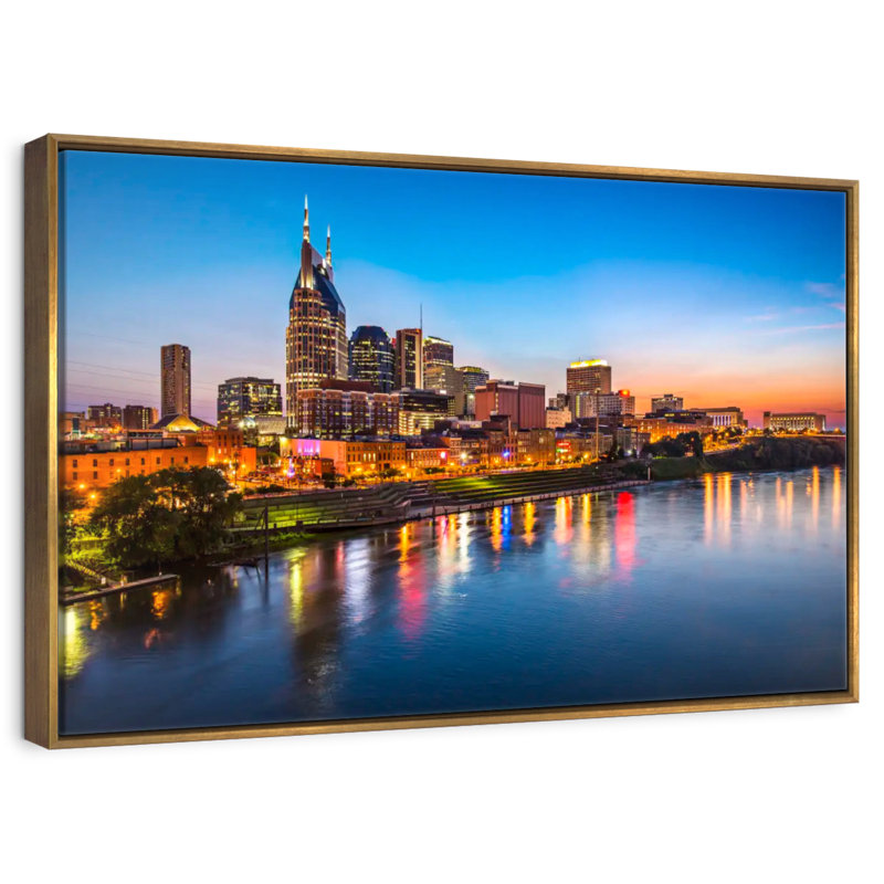 Nashville Floater Frame Print on Canvas, 25" X 17", Floating Frame Gold