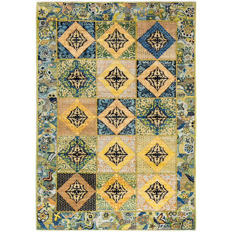 Overdyed Hand-Knotted Wool Modern-Contemporary Green Area Rug 5' 7" x 8' 0"