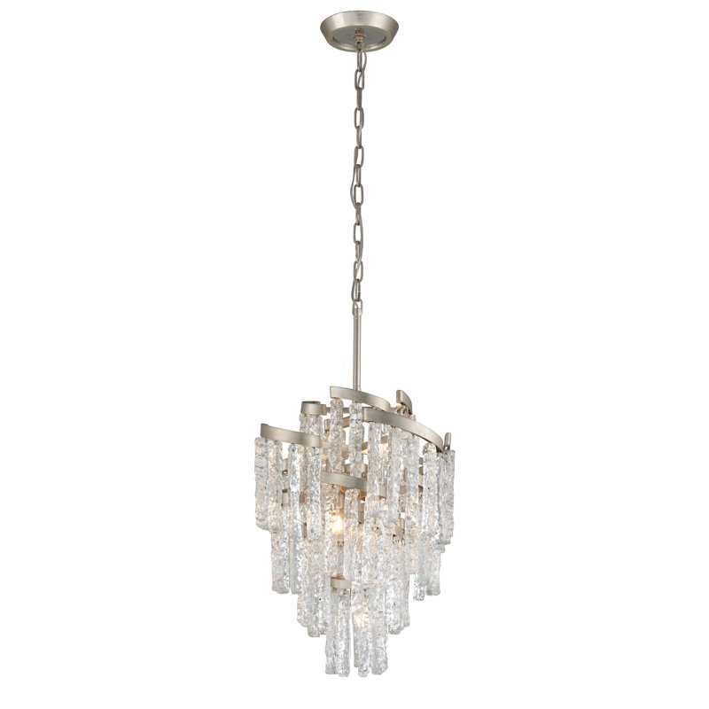 Mont Blanc Modern Silver Leaf 7-Light Crystal Chandelier