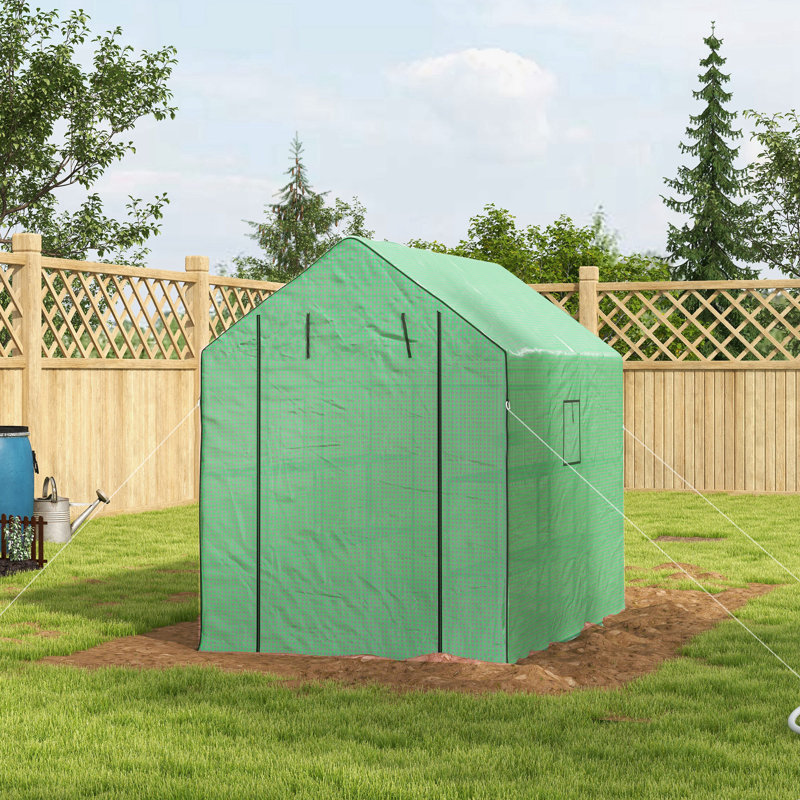 Serre de plain-pied avec 3 tablettes 12 niveaux, petite serre, vert, Vert