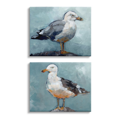 " Seagull Stance Nautical Bird Portrait " by Jennifer Paxton Parker 2 - Pieces Painting Print