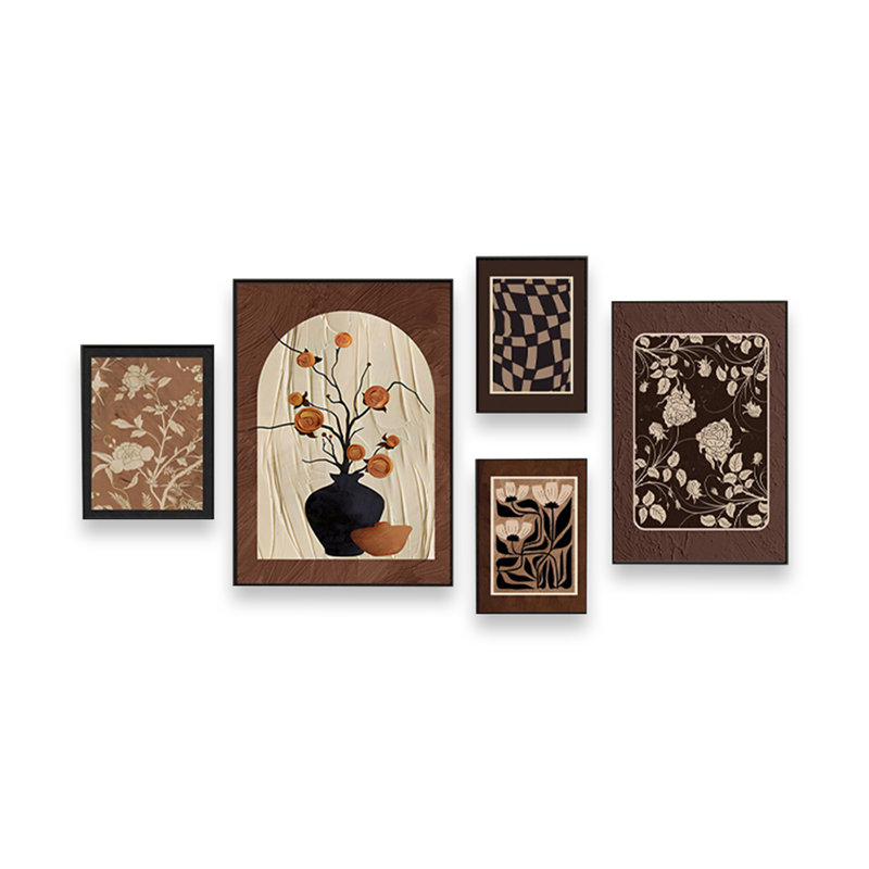 Ensemble d'art mural 5 pièces Mid-Century, H 27,56 po x l 19,69 po