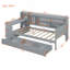 Lit de jour simple en bois avec 3 tiroirs, ports USB et bureau, gris