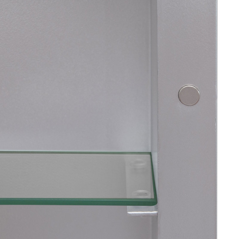 Armoire à pharmacie murale à miroir rectangulaire argentée, miroir de maquillage équipé à DEL, 3 variations de couleur, 2 tablettes amovibles en verre trempé, armoire de salle de bain avec lumières réglables, articles de toilette