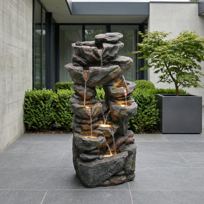 Outdoor Fountain with Lights
