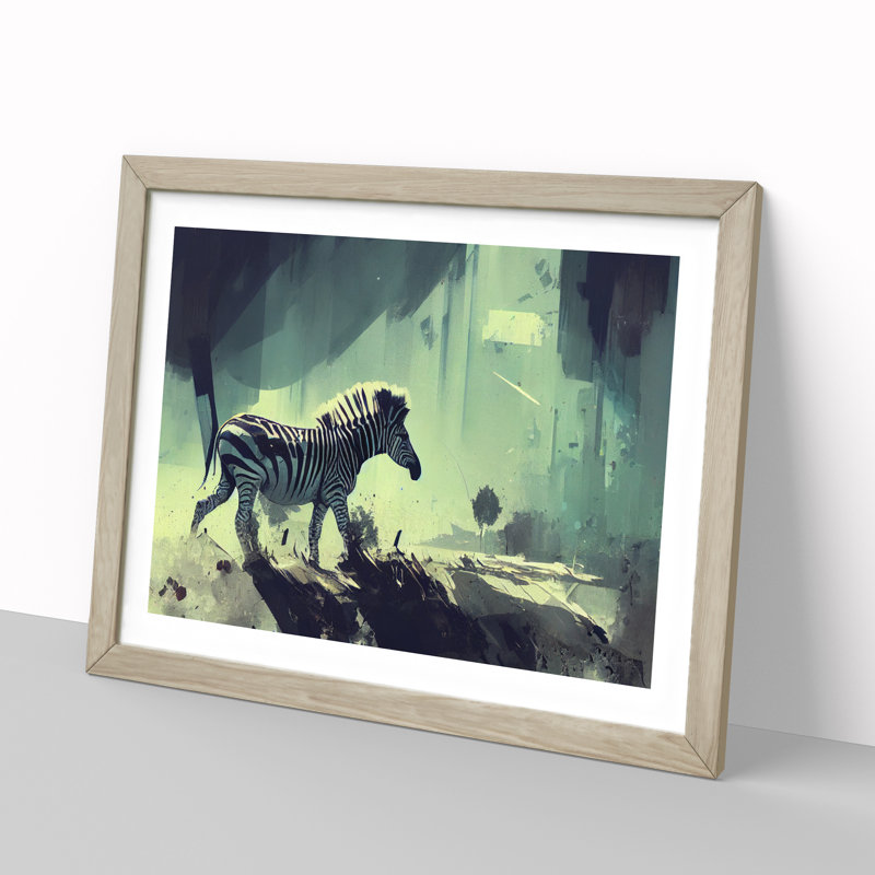 Zebra Vol.1 - Single Picture Frame Painting, 46cm H x 64cm W x 2cm D, Oak