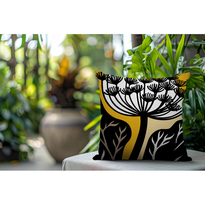 Oreiller carré réversible intérieur / extérieur Alimi, Carré 17 po, Jaune