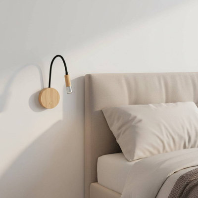 UltraBeam 3 Watt LED Beech Wood Flexible LED Reading Light - Chrome Finish