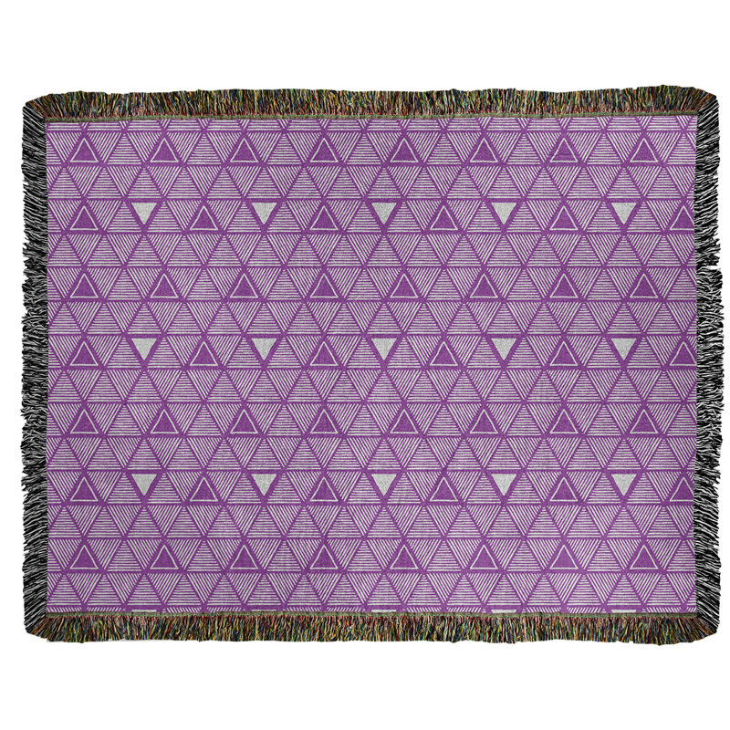 Couverture en coton tissé à triangles dessinés à la main Classic, L 60 po x L 80 po, Fleur