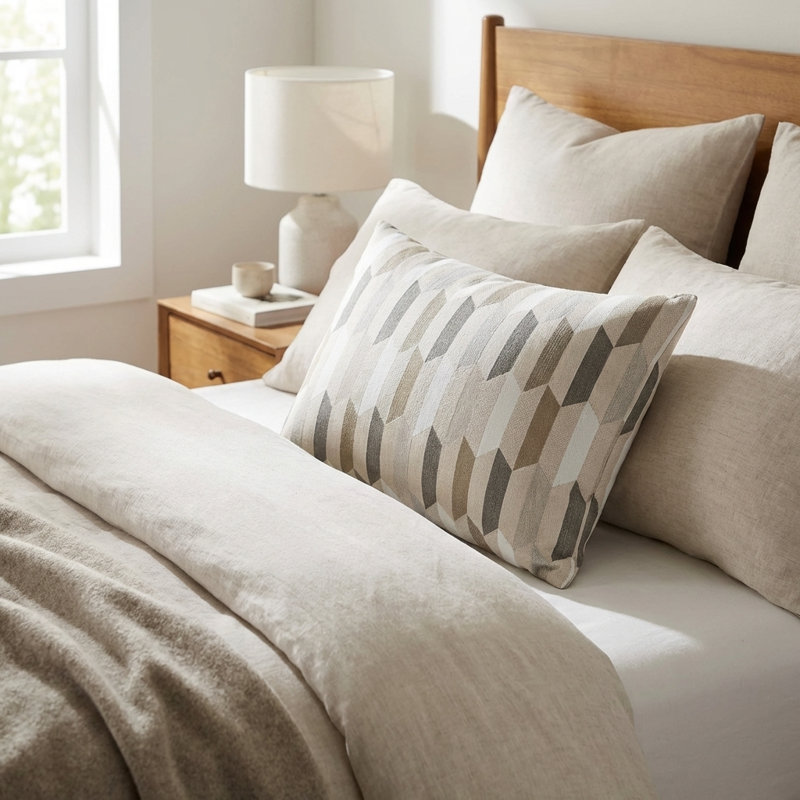 Housse et insert de coussin rectangulaire en coton Gladstone Tiles Luxury, 12 po x 20 po, Coussin lombaire
