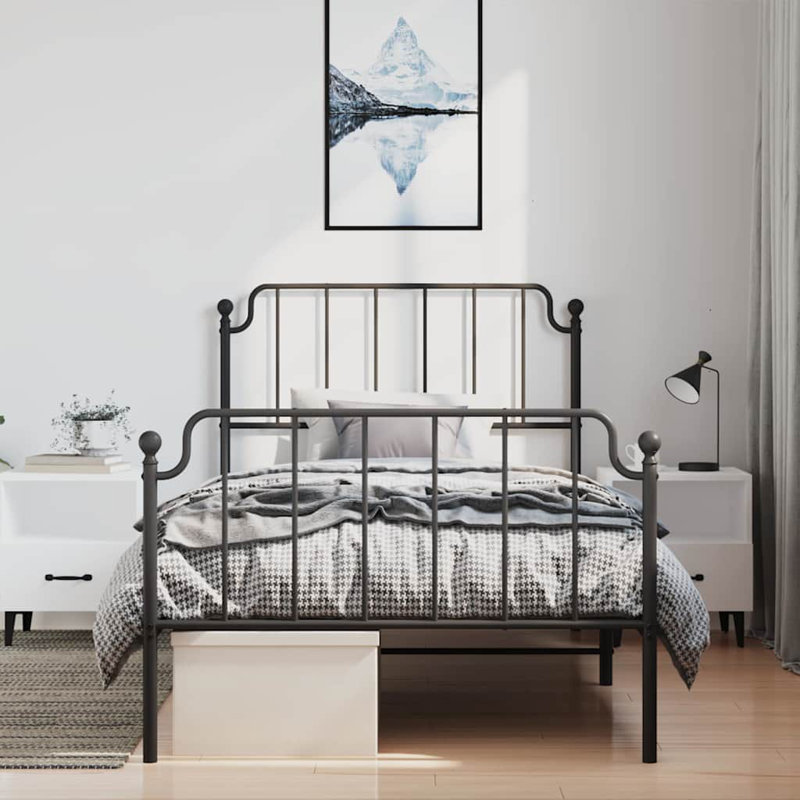Darreion Metal Bed Frame, Sturdy Steel, No Mattress, Twin, Black
