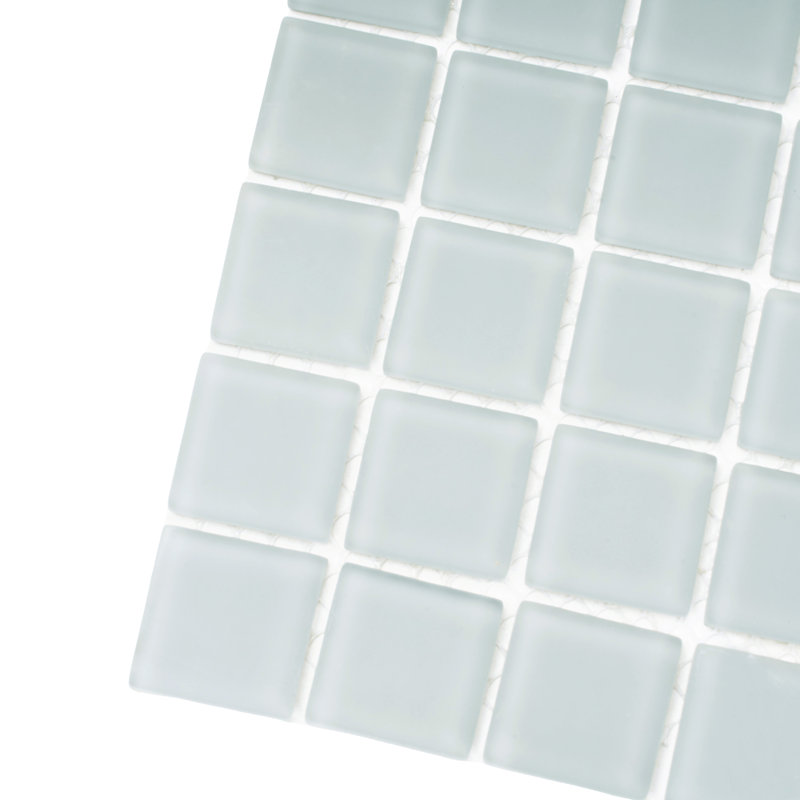1" x 1" Polished Glass Mosaic Tile, Gray