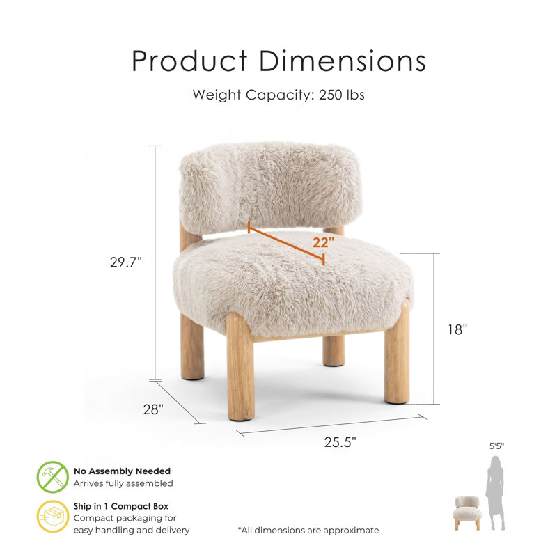 Lana Fabric Upholstered Accent Chair, Beige